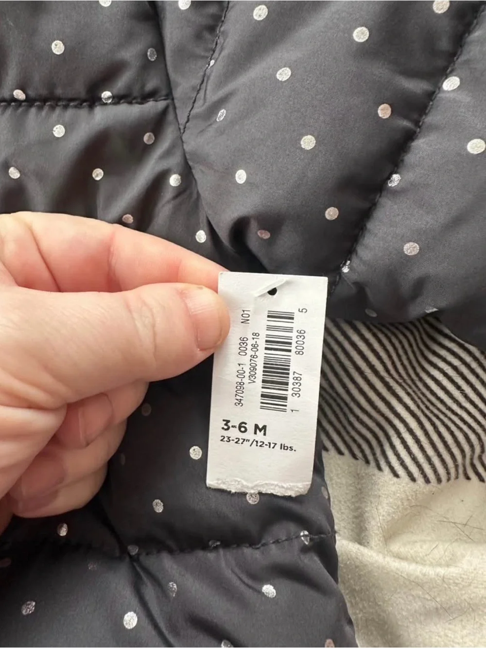 Old Navy Black Polka Dot Hooded Puffer Jacket